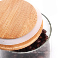 kitchen food round glass storage jar with bamboo lid Storage-76S